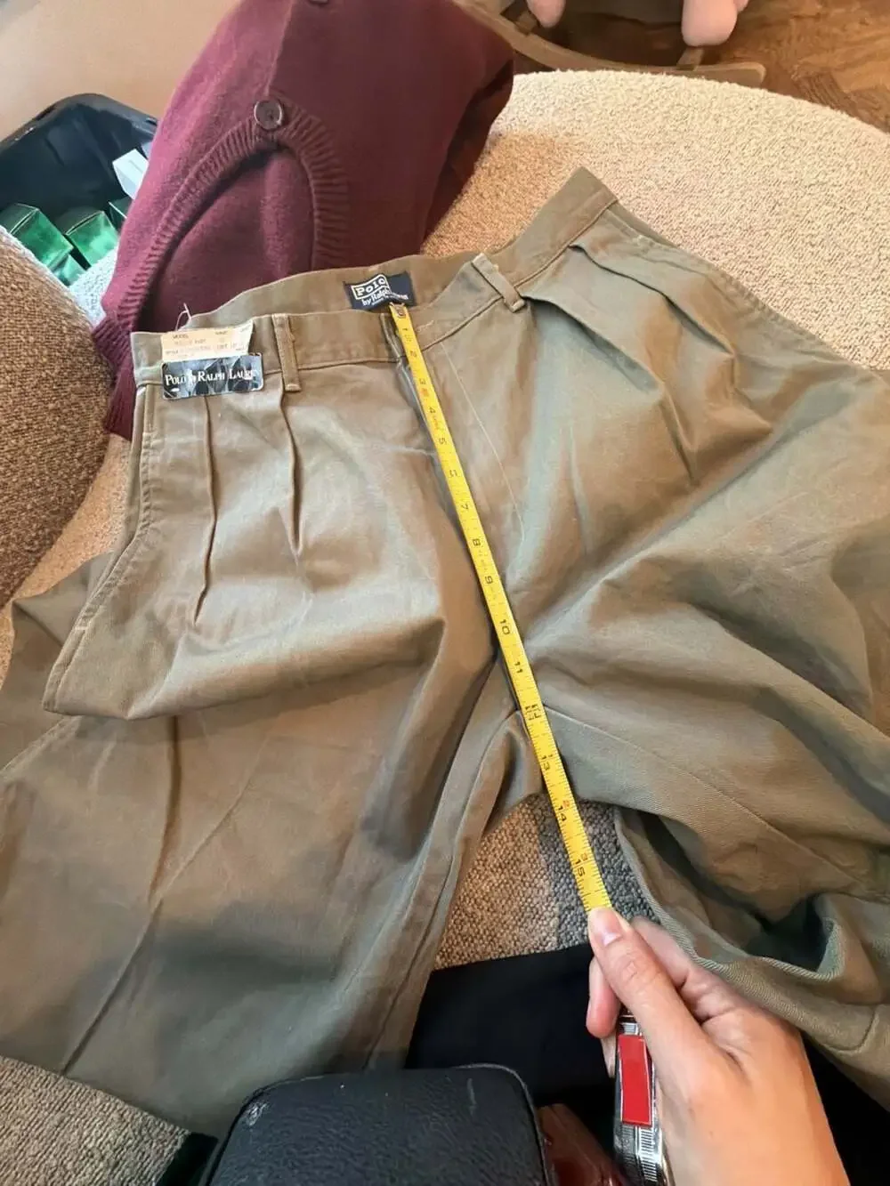 Vintage 90s Polo Ralph Lauren Classic Fit Pleated Chino Pants Olive Green USA 32